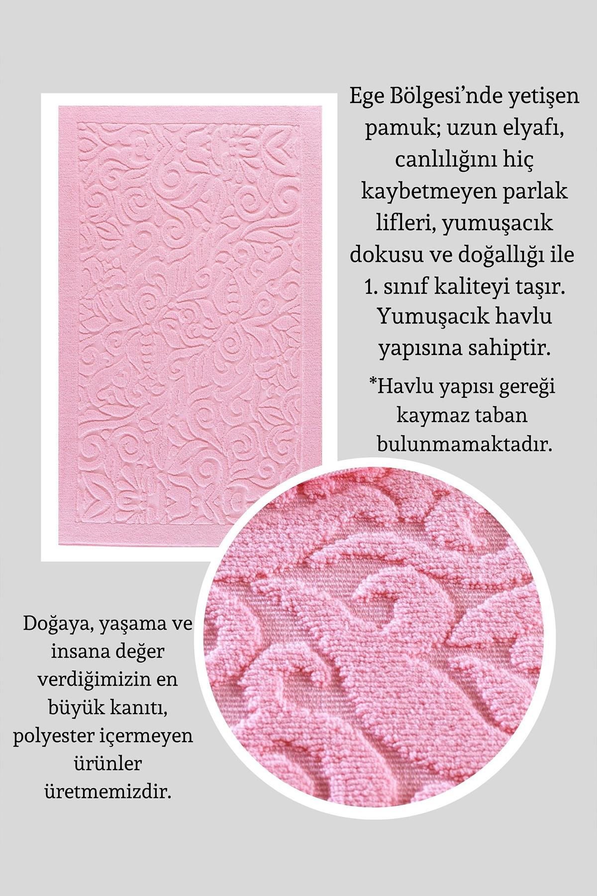 Class Garden Pembe Ege Penyesi 2'li Banyo Paspas Seti 60x50+60x100 cm