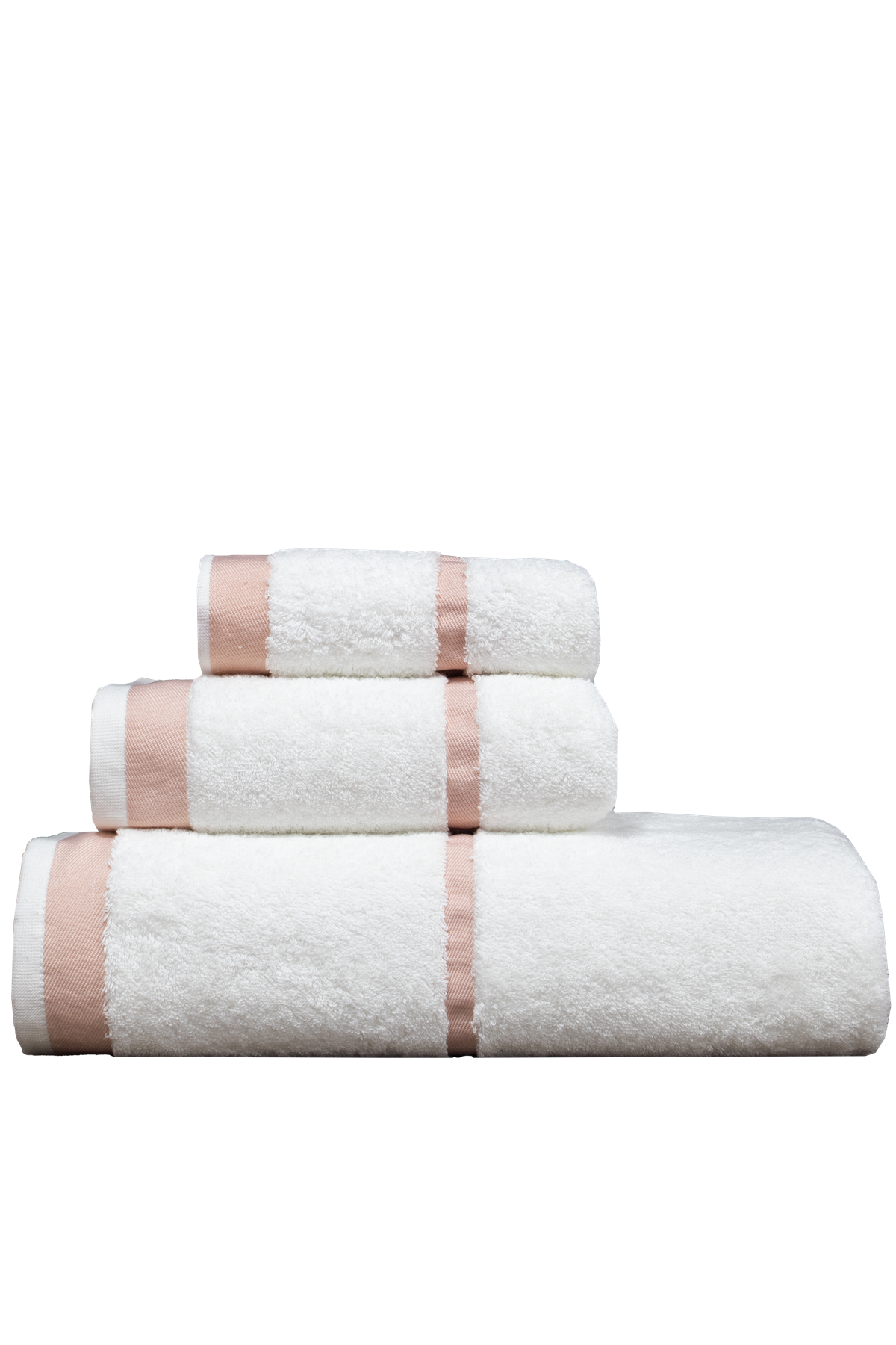 Class Penye Banyo Havlu Takımı 3lü Set 30x50 50x90 90x150 Beyaz / Pembe