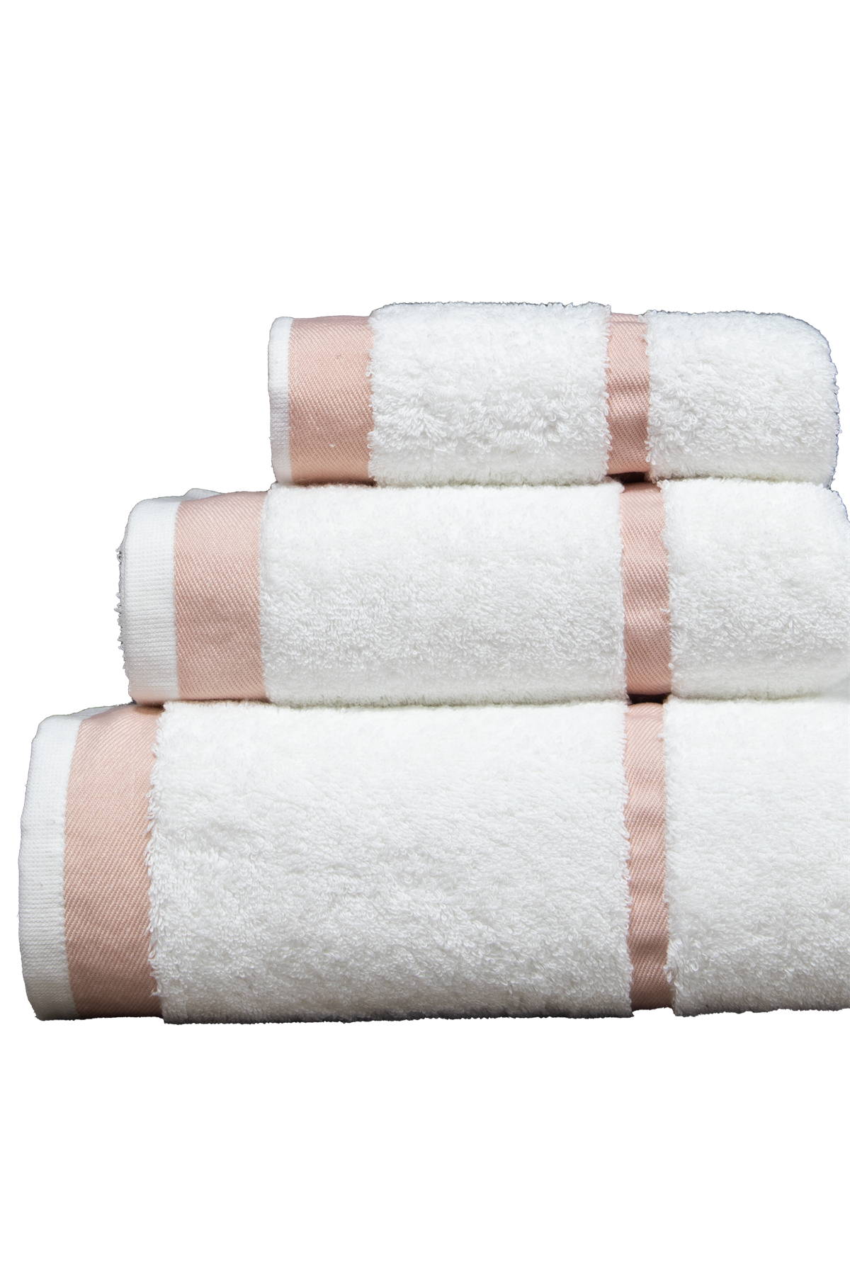 Class Penye Banyo Havlu Takımı 3lü Set 30x50 50x90 90x150 Beyaz / Pembe