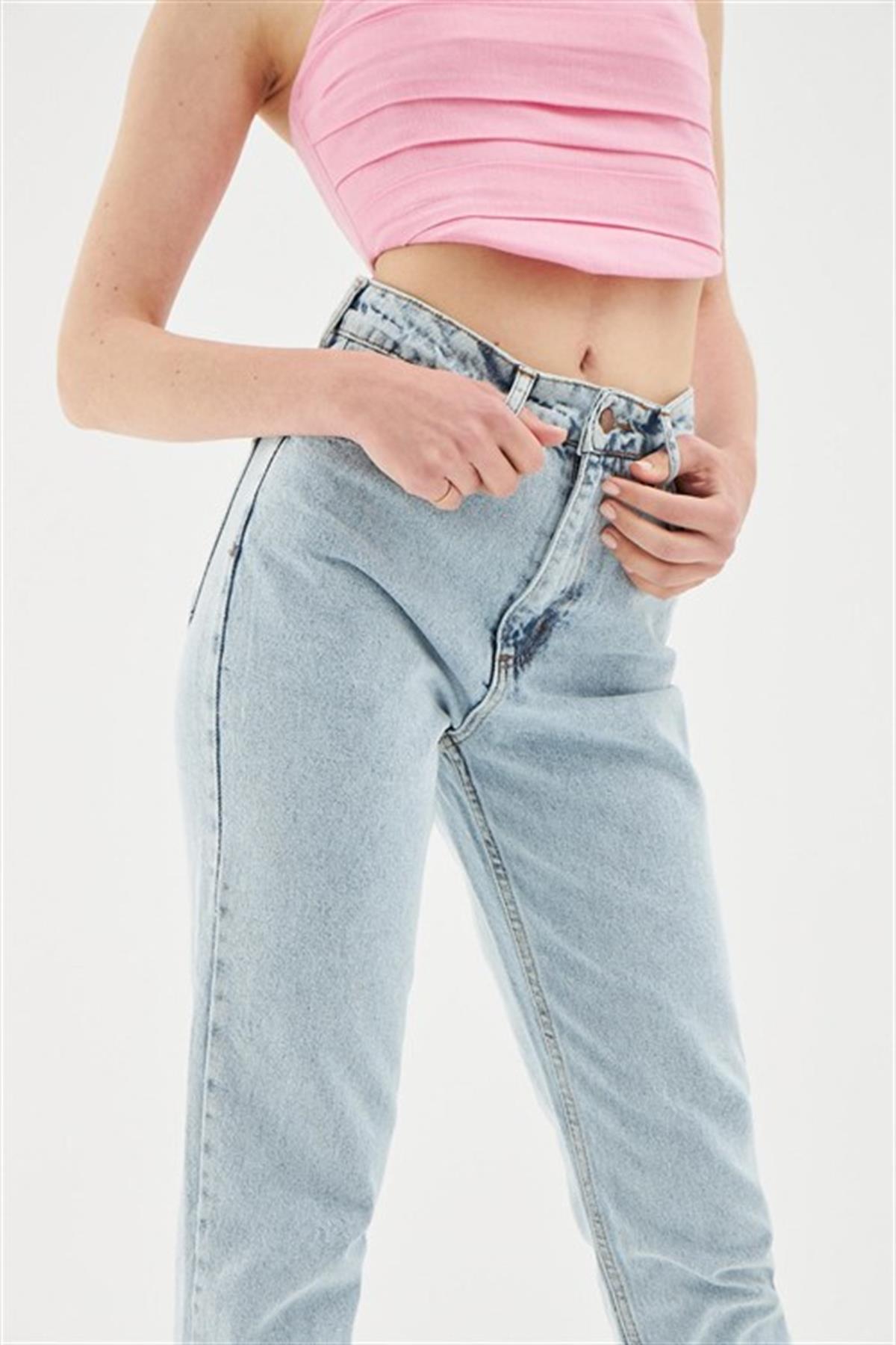Buz Mavi Mom Jean Pantolon