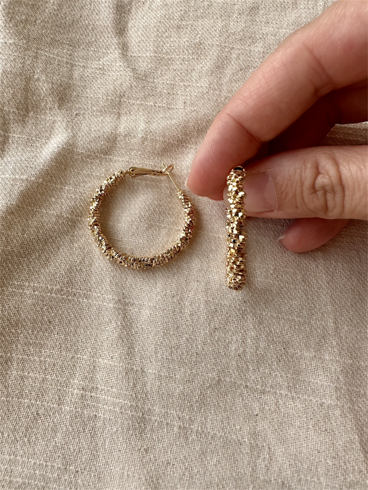 Gold Kaplama Halka Küpe Pirinç