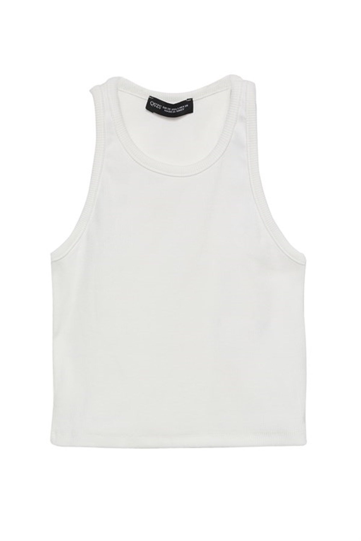 Halter Yaka Crop Bluz Ekru