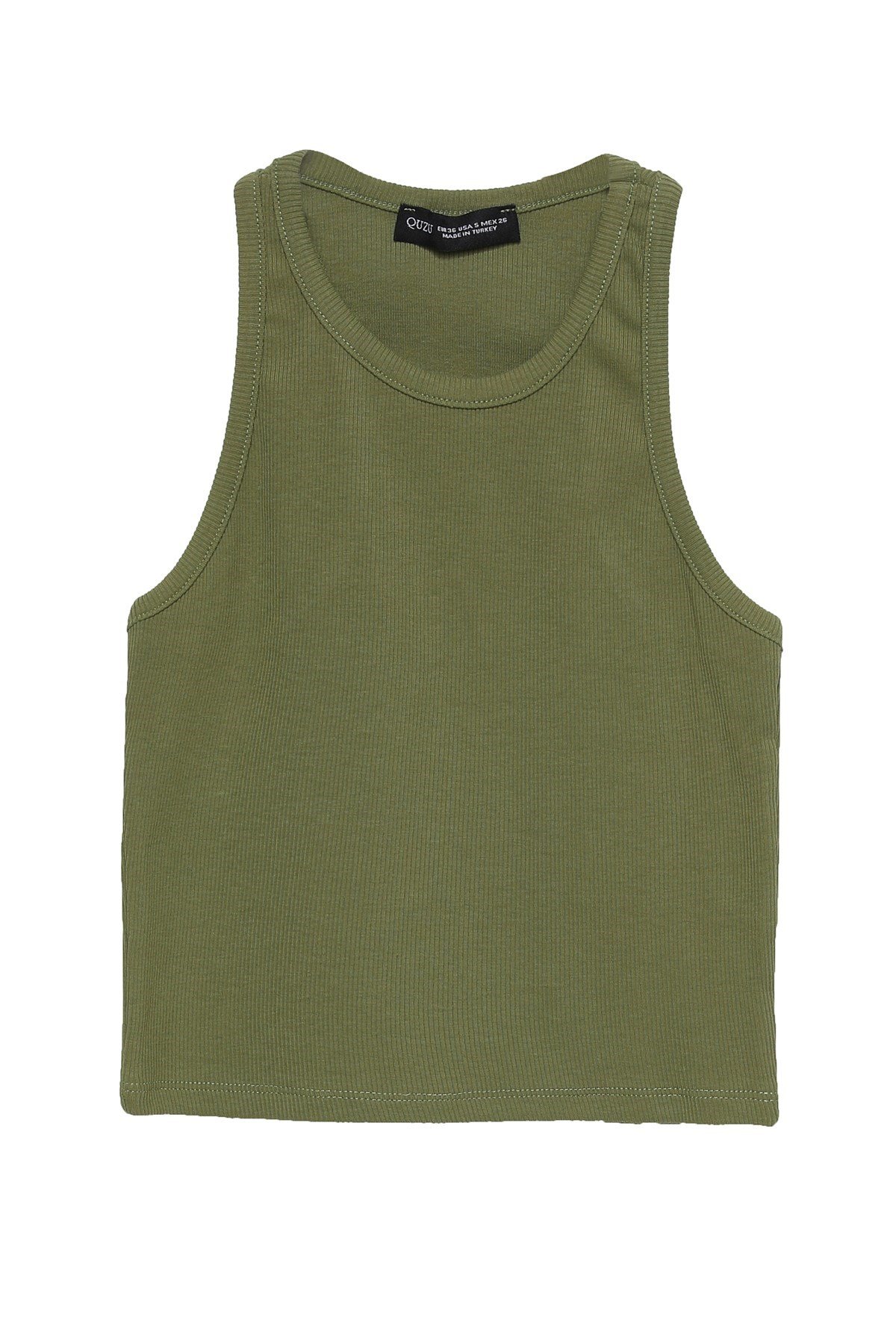 Halter Yaka Crop Bluz Haki