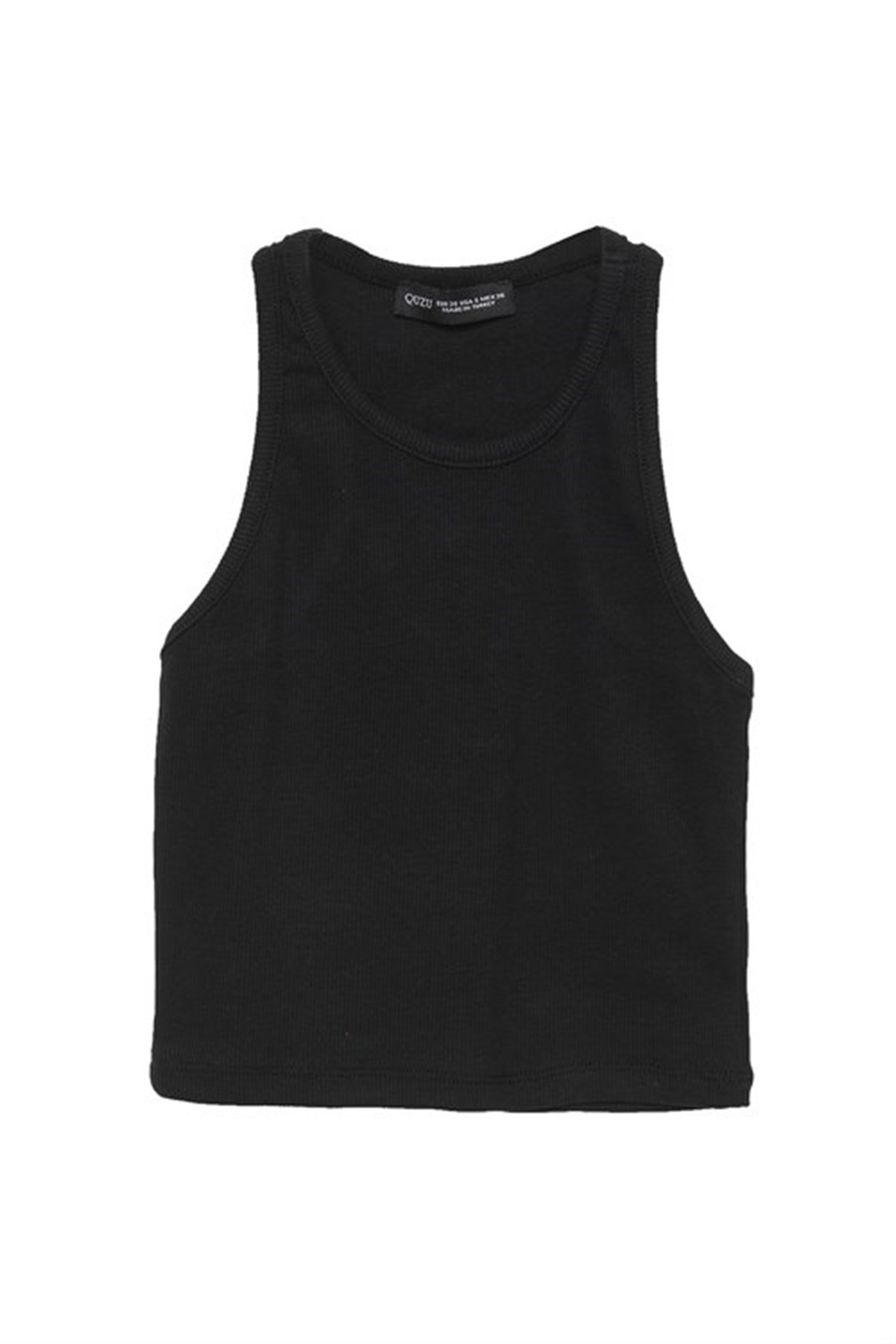 Halter Yaka Crop Bluz Siyah
