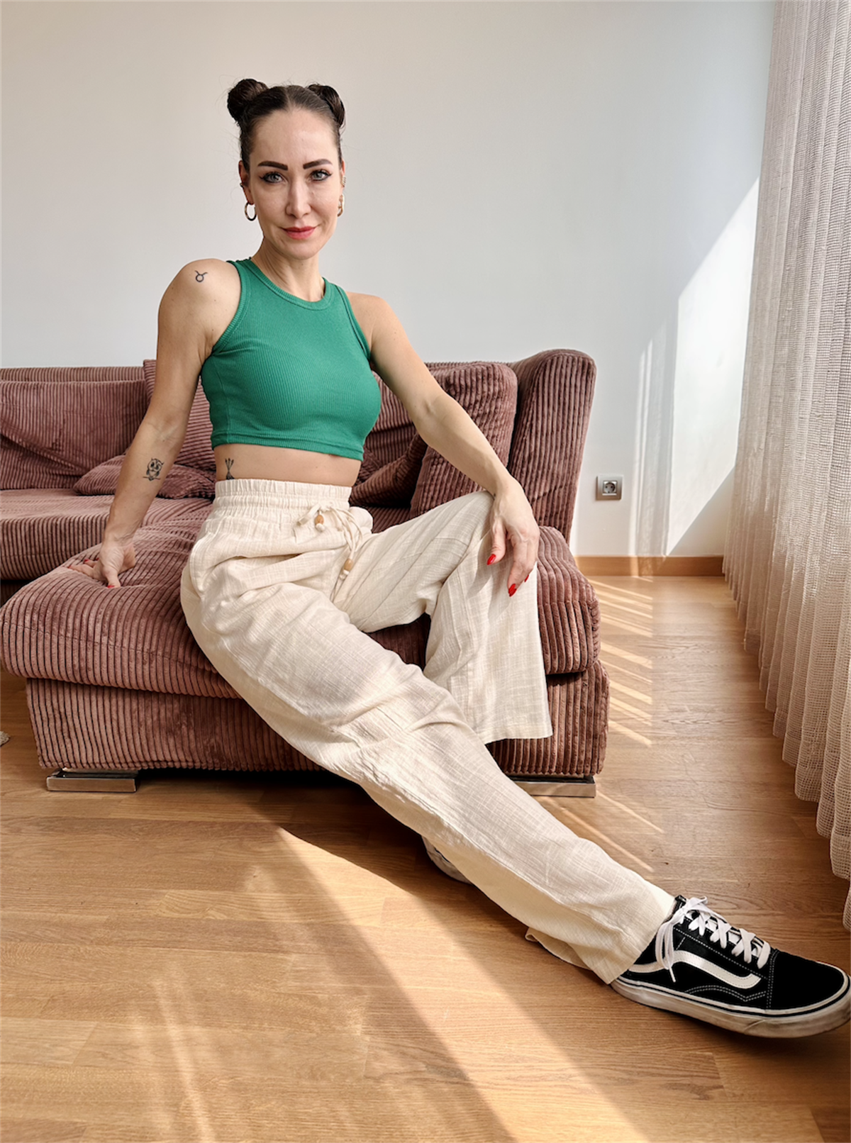 Lastikli Boru Paça Pantolon