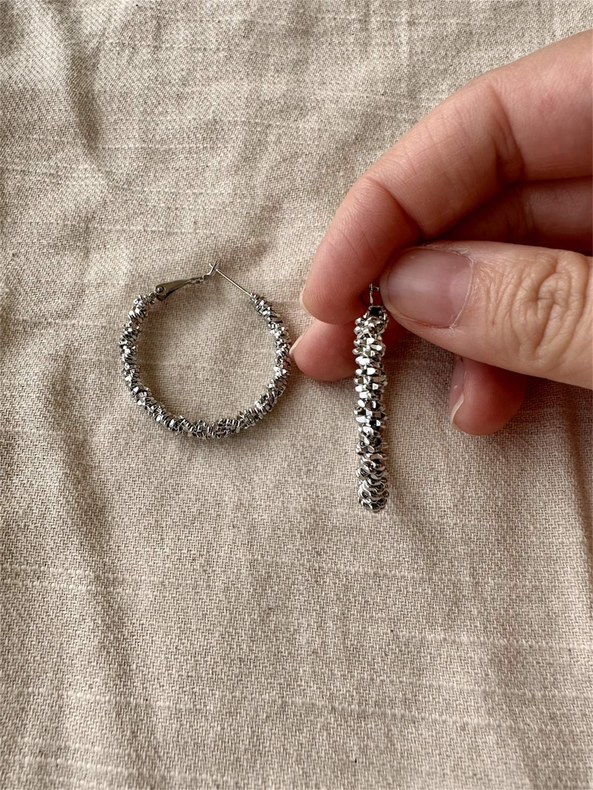Silver Kaplama Halka Küpe Pirinç