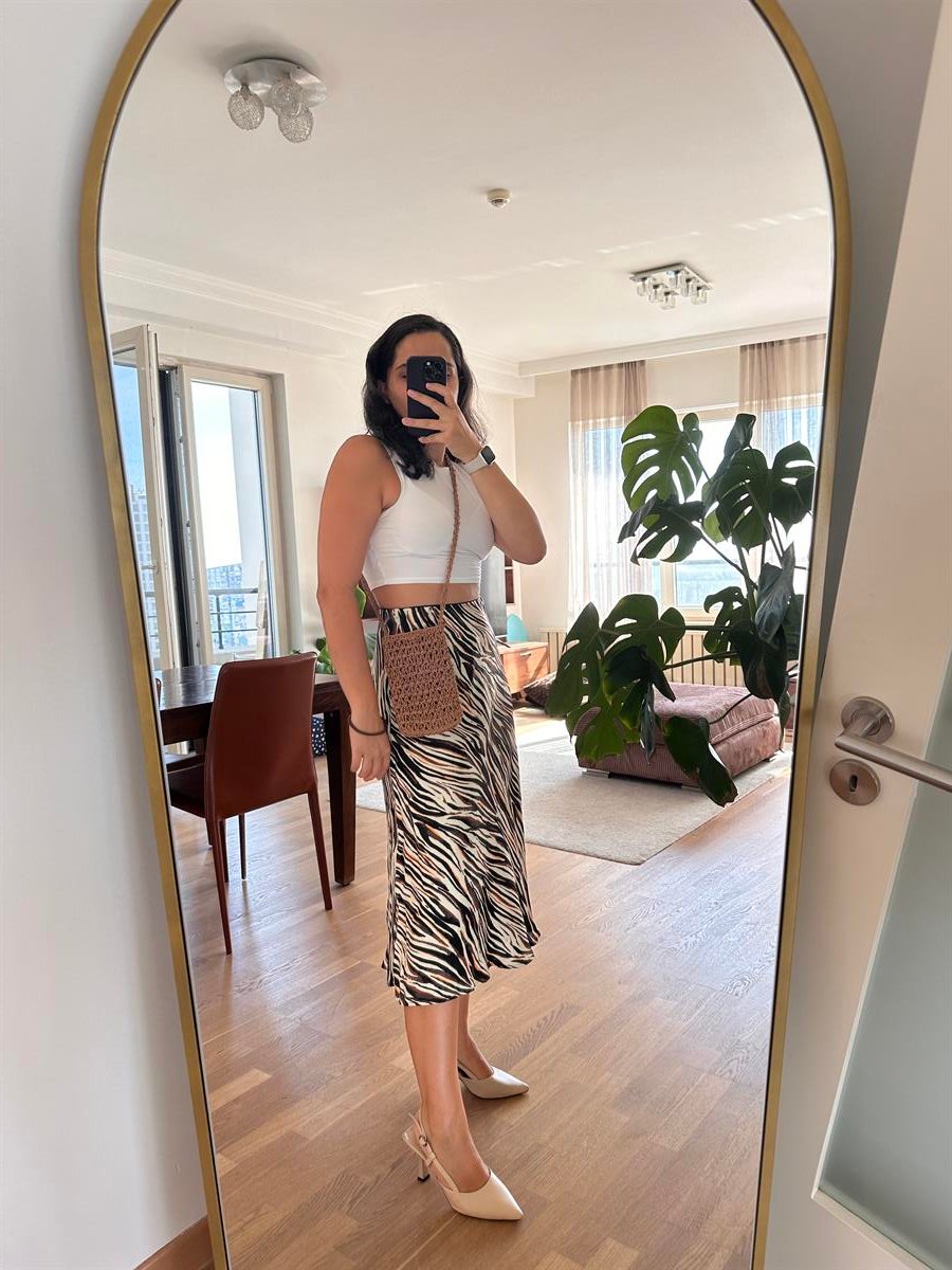 Zebra Desen Saten Etek