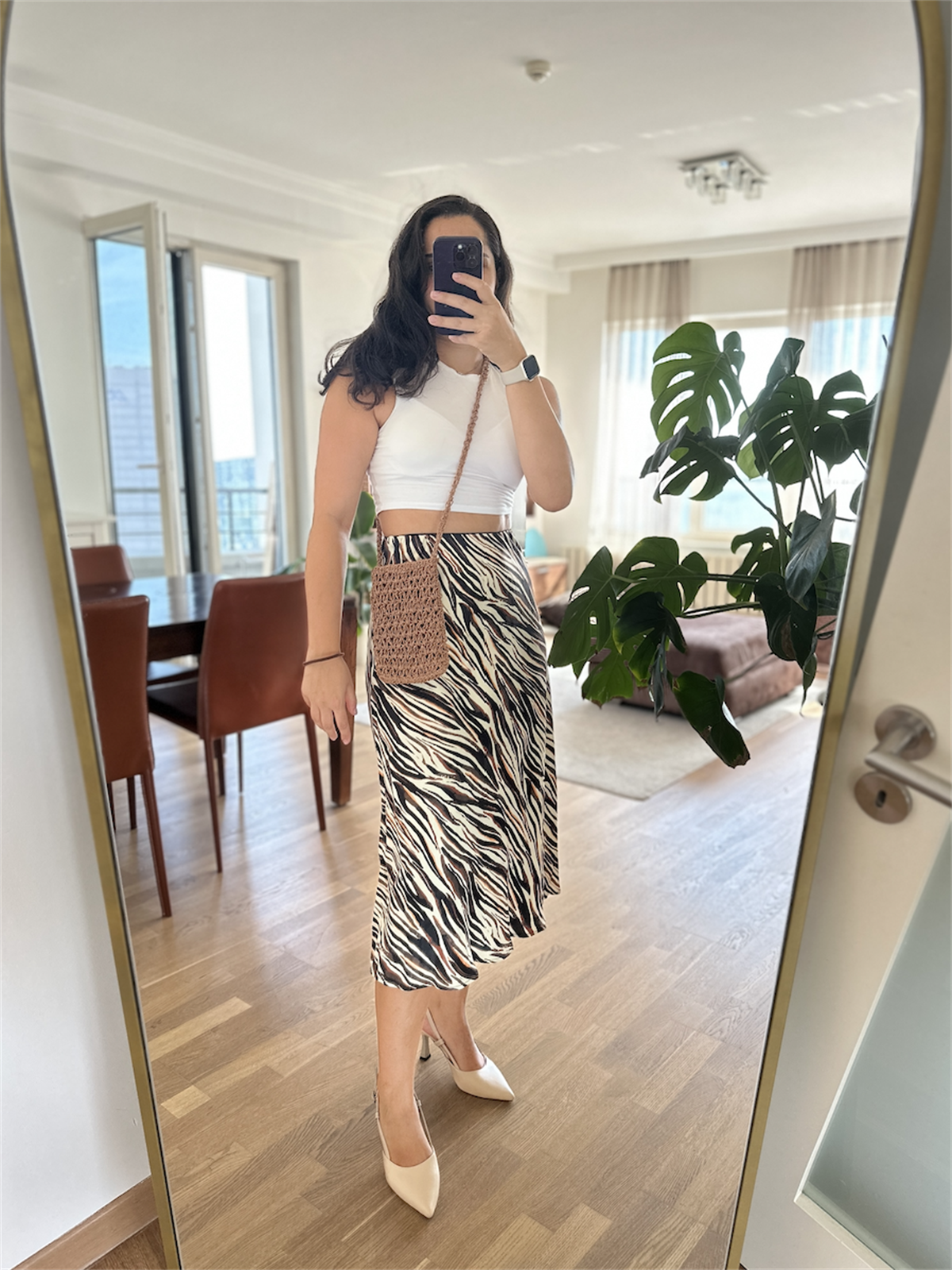 Zebra Desen Saten Etek