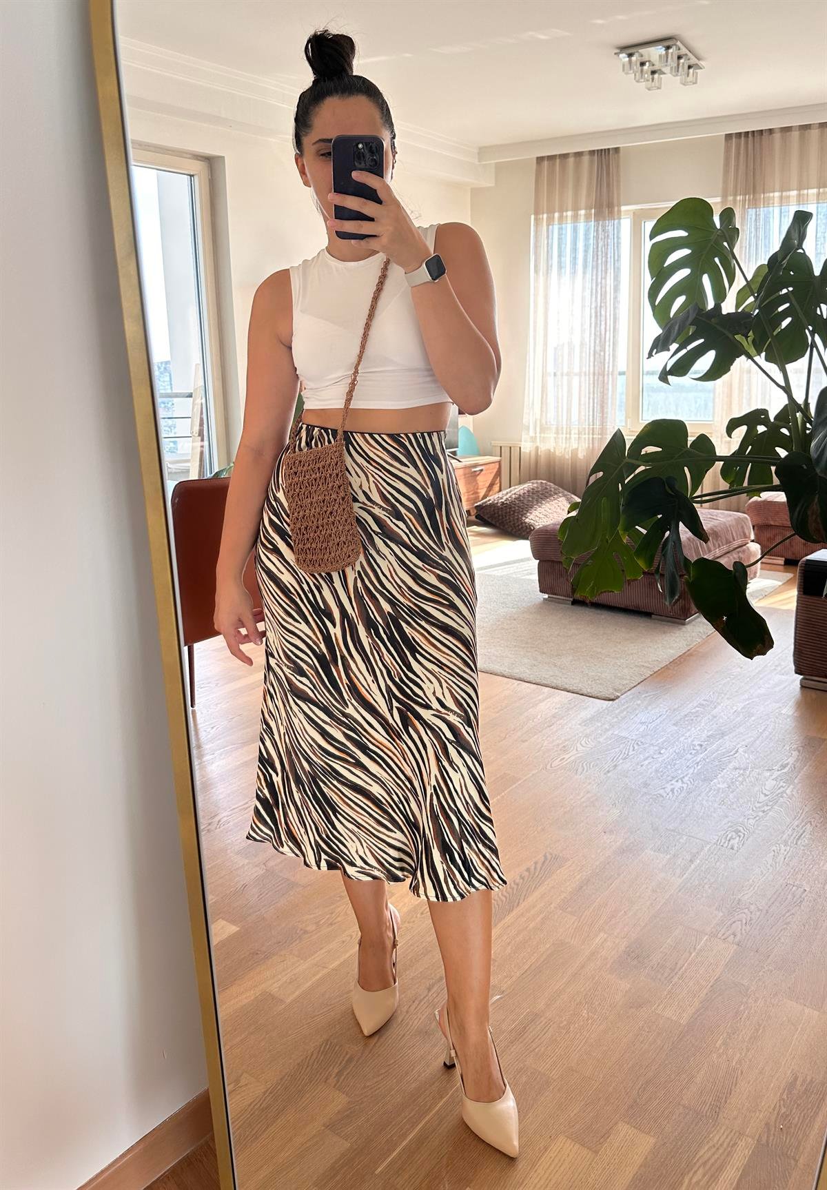 Zebra Desen Saten Etek