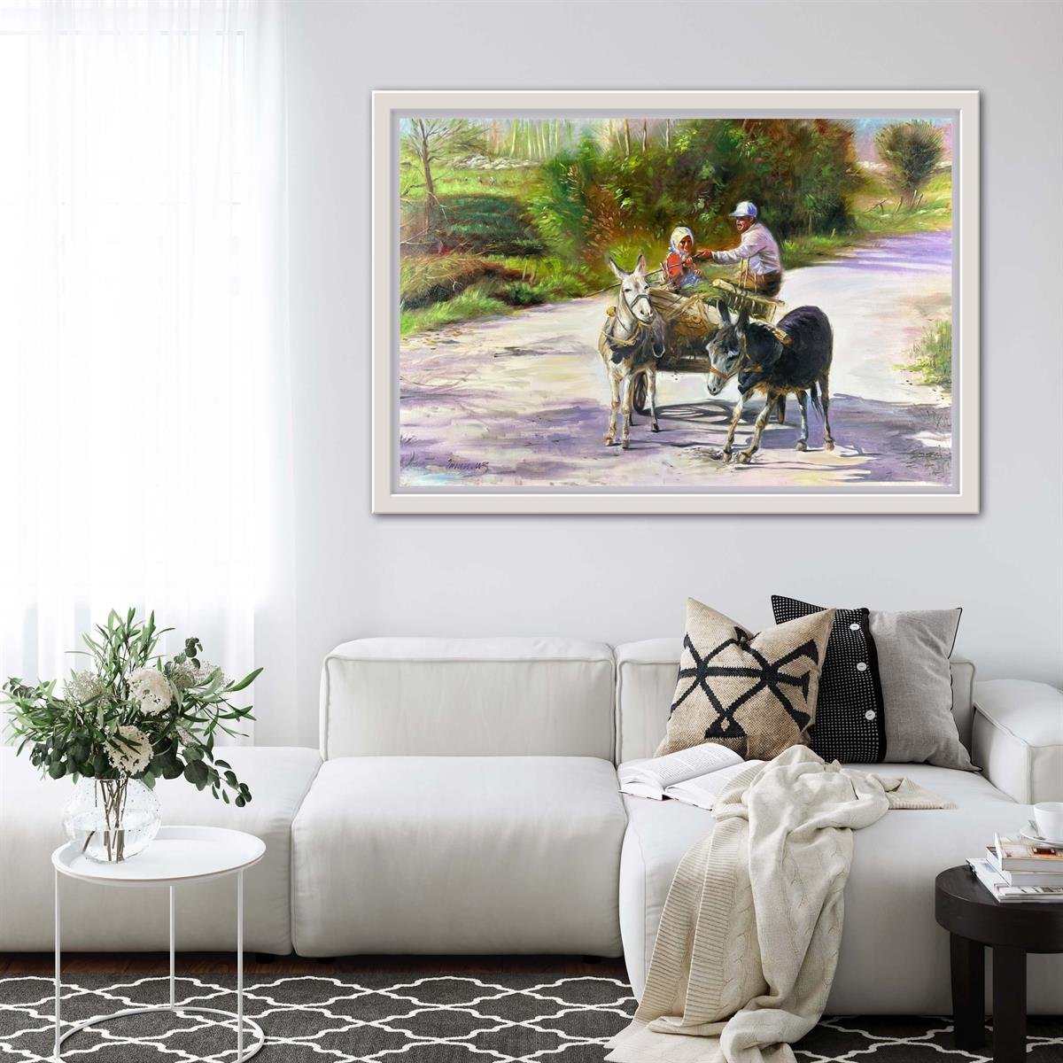 Anadolu temalı tablolarAt Arabası Üzerinde Yağlı Boya Tablo - 18040072