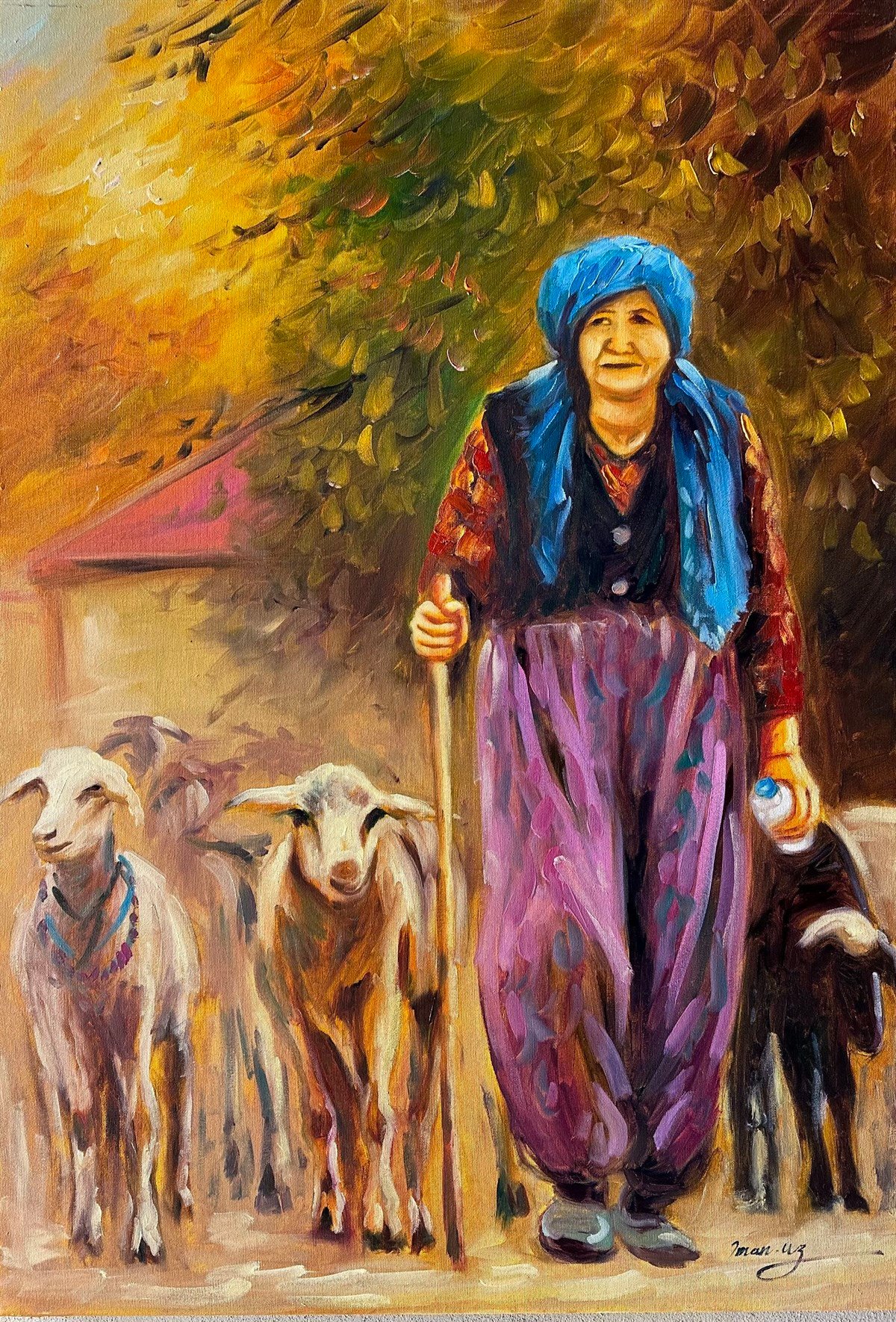 Anadolu temalı tablolarÇoban Kadın Yağlı Boya Tablo