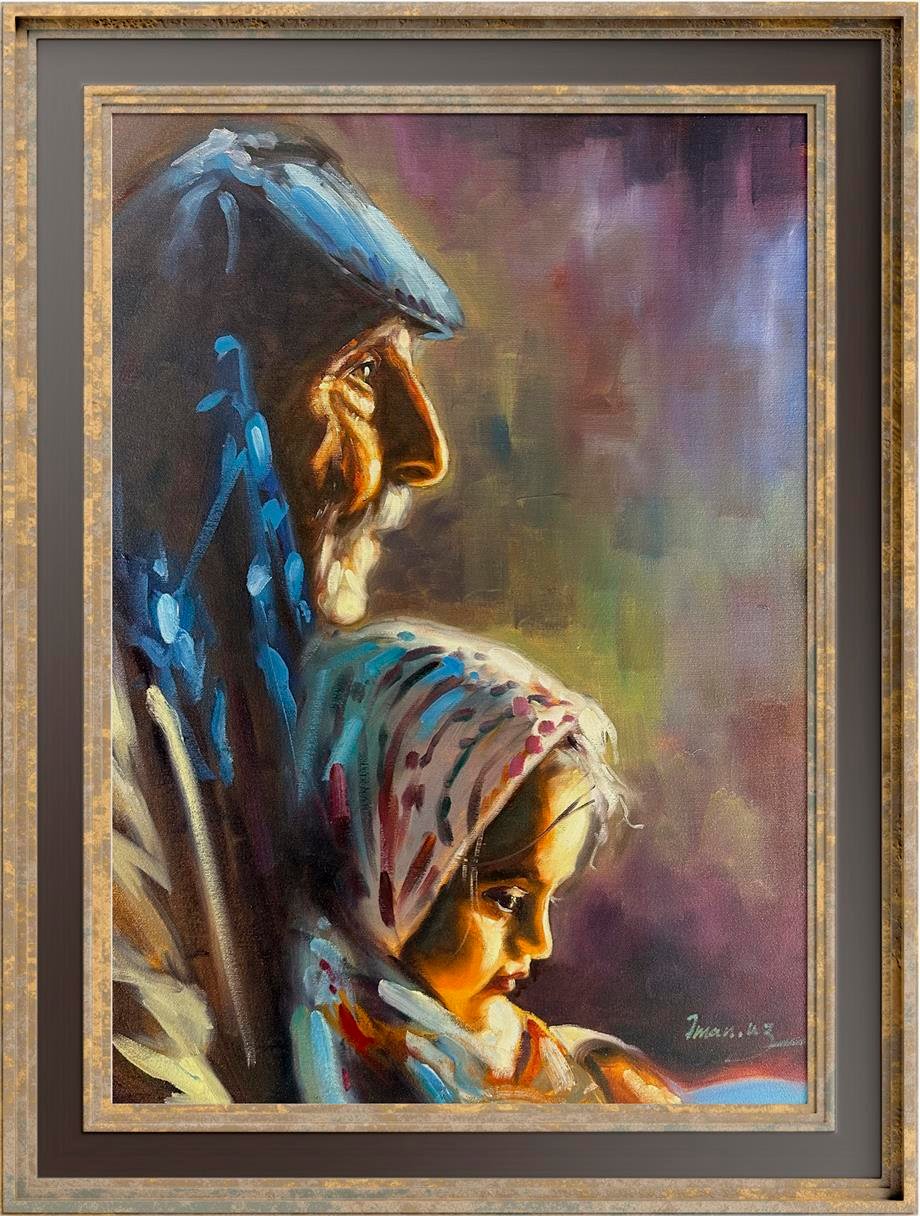 Anadolu temalı tablolarDede ve torunu Yağlı Boya Tablo