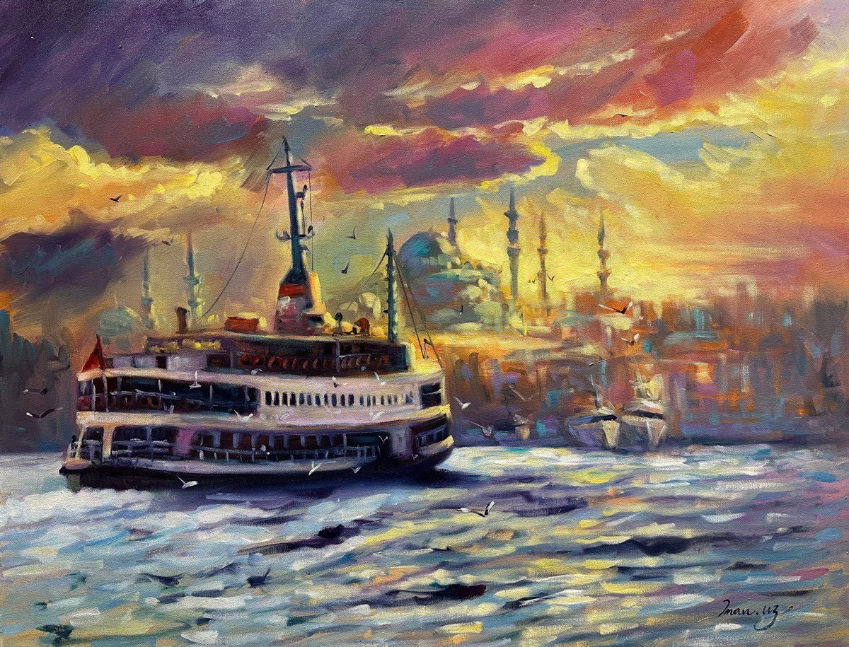 İstanbul temalı tablolarBoğaz'da Vapur Yağlı Boya Tablo