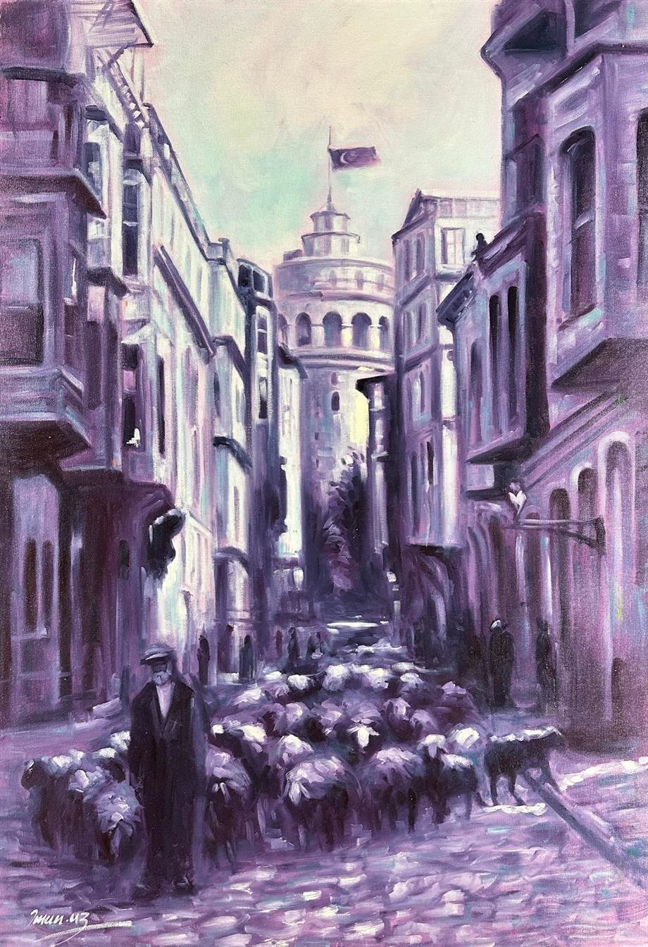 İstanbul temalı tablolarEski Galata Yağlı Boya Tablo