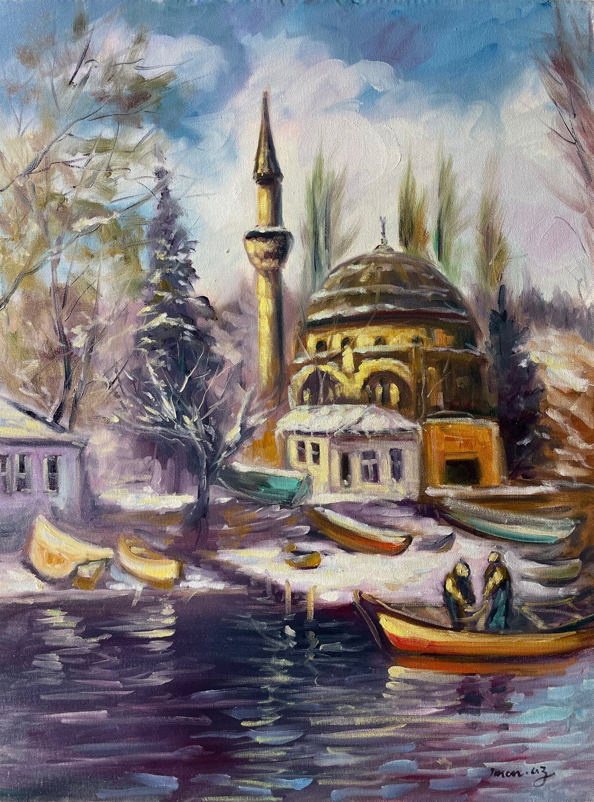 İstanbul temalı tablolarGöksu'da Balıkçılar Yağlı Boya Tablo