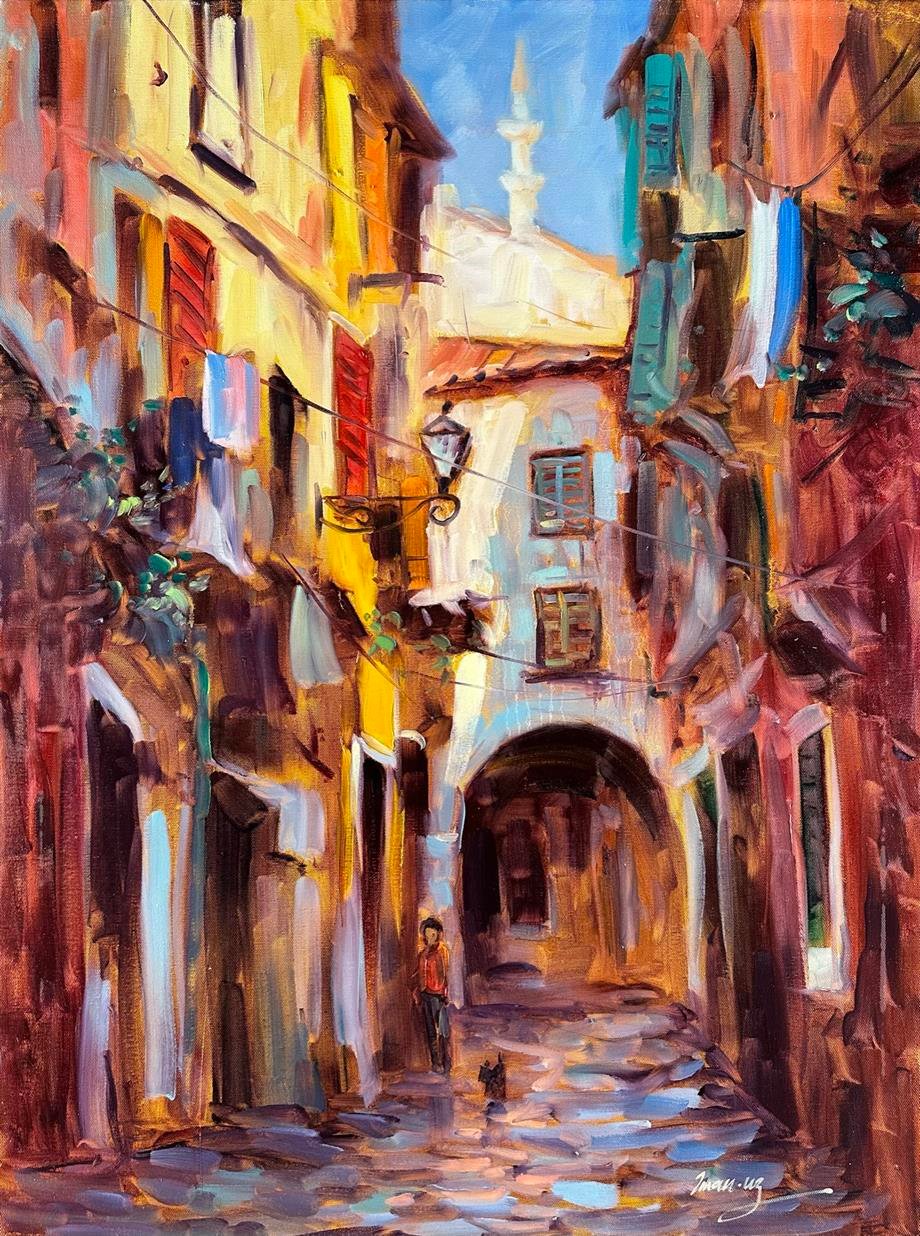 İstanbul temalı tablolarİstanbul'da Bir Sokak Yağlı Boya Tablo