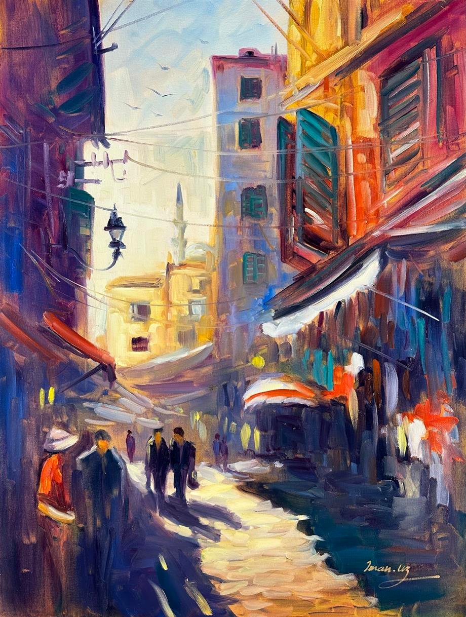 İstanbul temalı tablolarİstanbul'da Bir Sokak Yağlı Boya Tablo