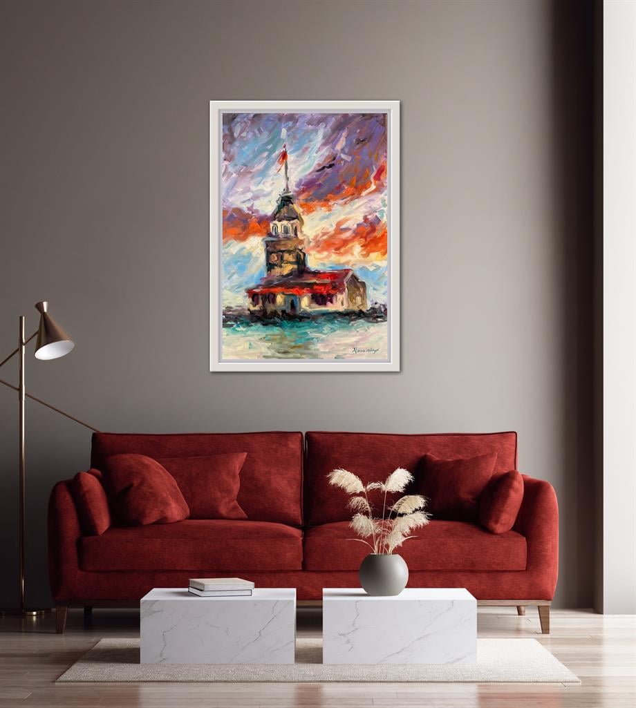 İstanbul Temalı Tablolar,Soyut ve Modern TablolarKız Kulesi Modern Yağlı Boya Tablo