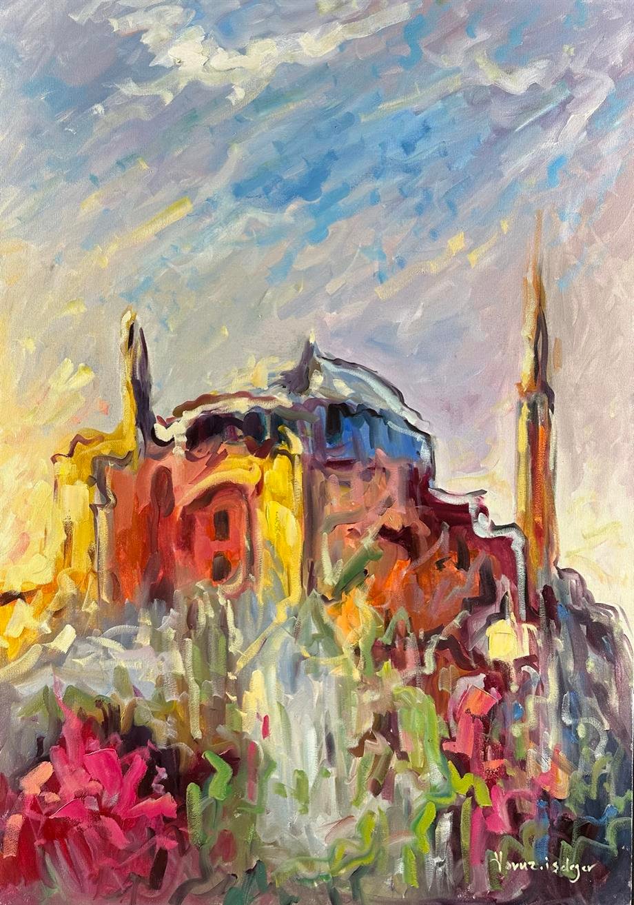 İstanbul Temalı Tablolar,Soyut ve Modern TablolarAyasofya Modern Yağlı Boya Tablo