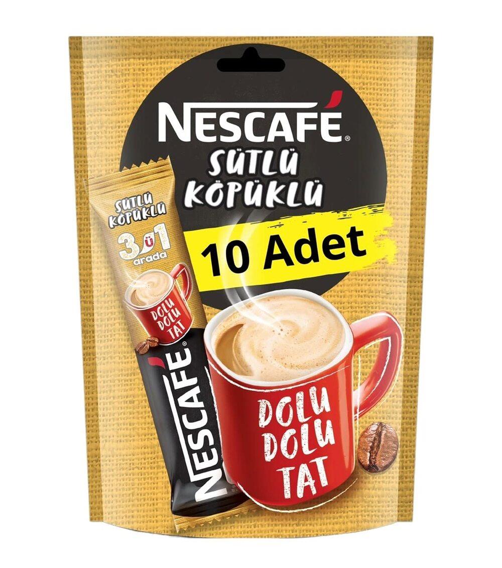 Nescafe 3ü1 Arada 10'Lu Paket Sütlü Köpüklü 180 Gr