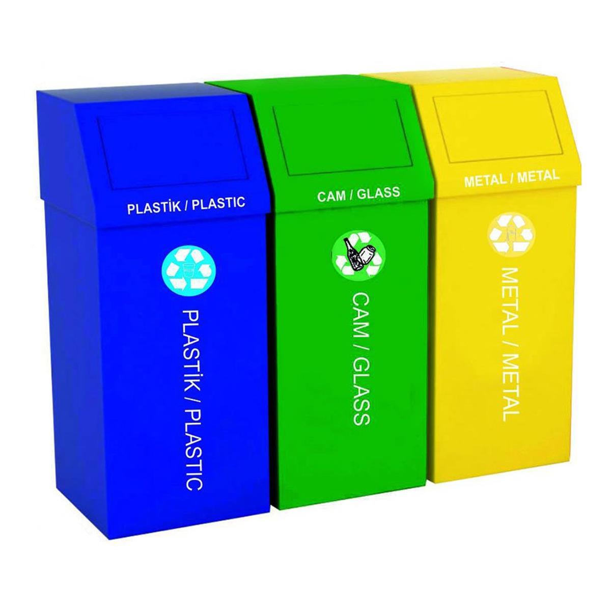 Arı Metal | 3'lü Boyalı Geri Dönüşüm KovasıGeri DönüşümArı Metal3'lü Boyalı Geri Dönüşüm Kovası