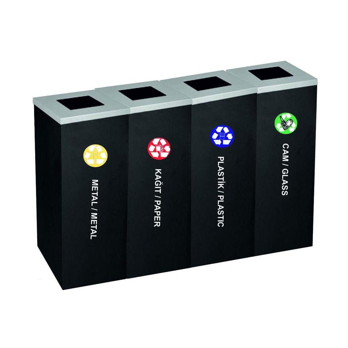 Arı Metal | 4'lü Boyalı Geri Dönüşüm KovasıGeri DönüşümArı Metal4'lü Boyalı Geri Dönüşüm Kovası