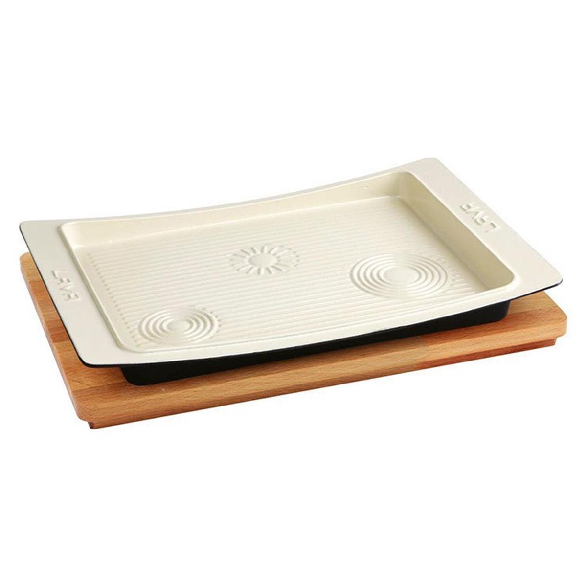 Lava Ahşap Altlıklı Döküm Demir Servis Tabağı 36x24 cm KremFajita, Hotplate ve Döküm TabaklarLavaAhşap Altlıklı Döküm Demir Servis Tabağı