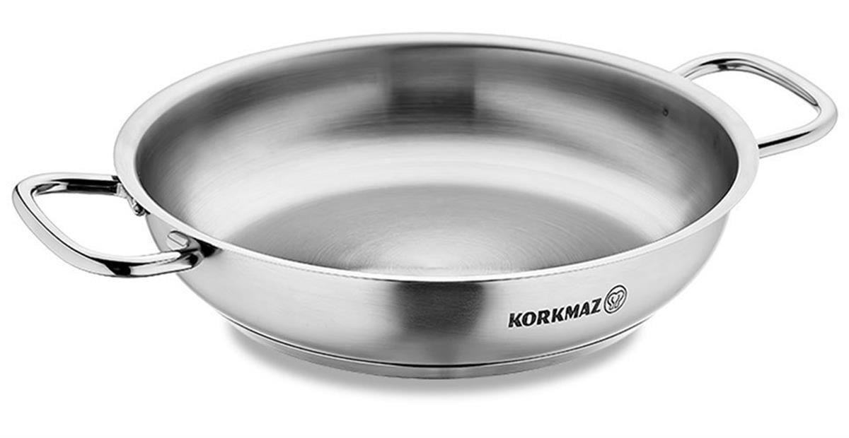 Korkmaz | Proline Paslanmaz Çelik Paella Satin Çift Saplı TavaÇelik TavalarKorkmazProline Paslanmaz Çelik Paella Satin Çift Saplı Tava