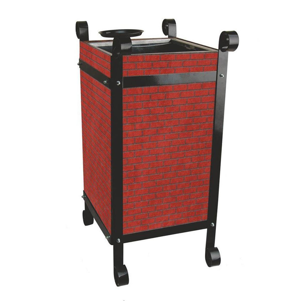 Arı Metal | Tuğla Dekorlu Çöp KovasıBahçe Çöp KovalarıArı MetalTuğla Dekorlu Çöp Kovası