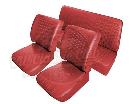Imitation Leather Seat Upholstery and Door Panel Red Set