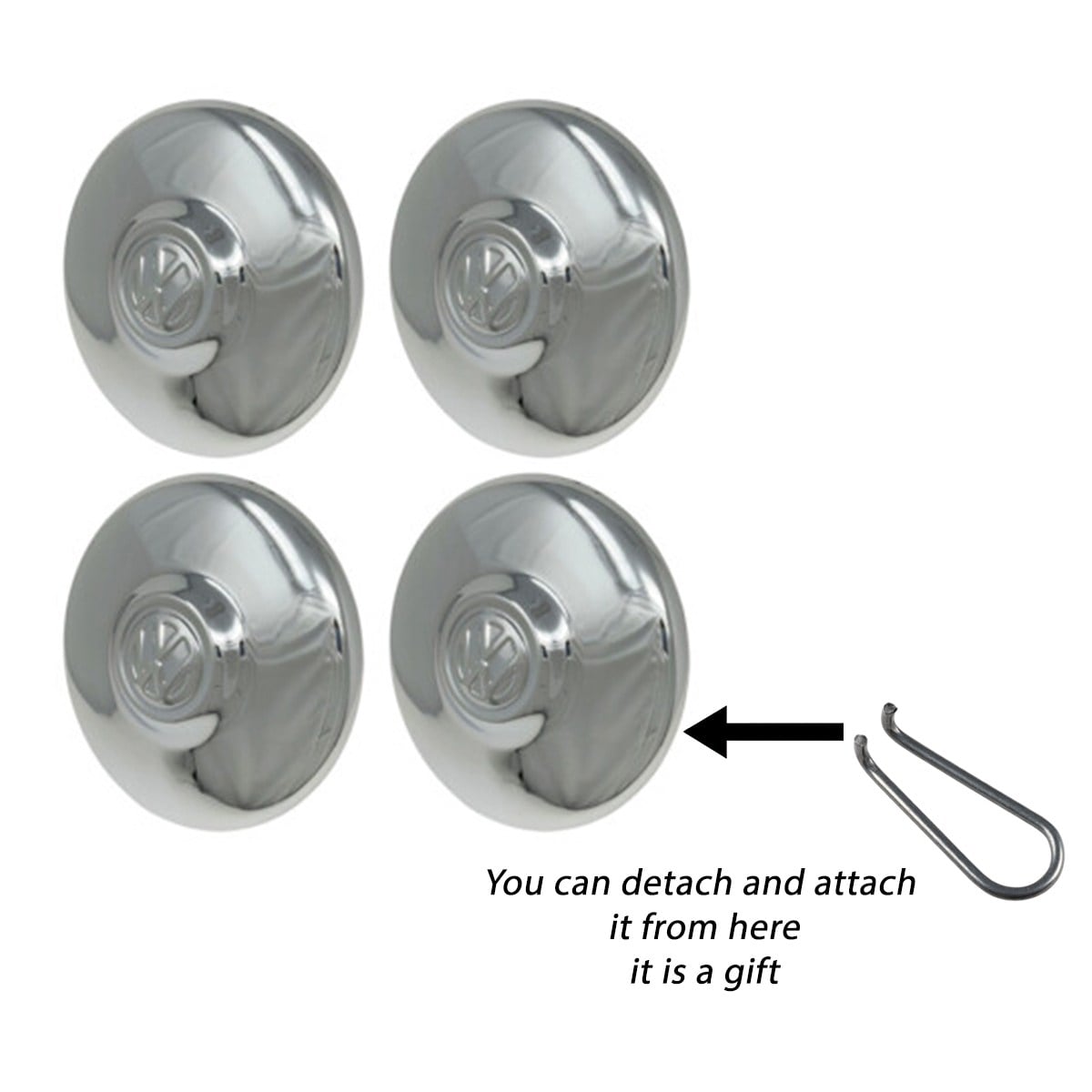 VW Emblem Stainless Steel Wheel Cover 430 / Set of 4 (1300-1302-1303-T1-T2-T3)