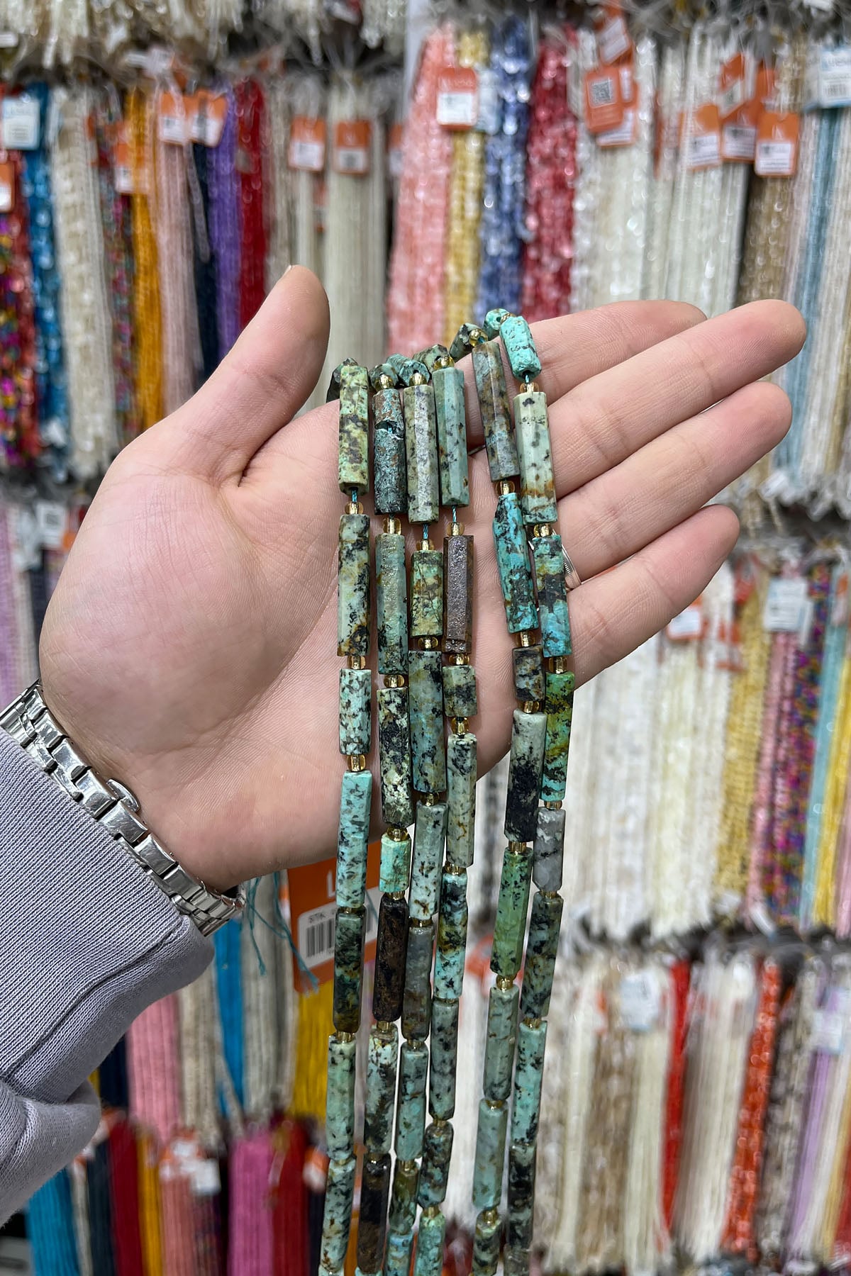 Afrika Turkuaz Taşı Köşeli Silindir Kesim 7x27mm Doğal Taş Dizi