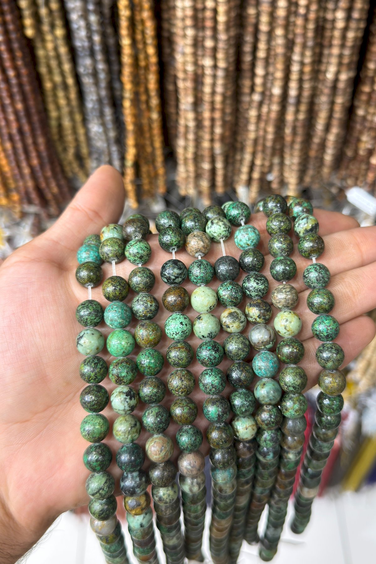 Afrika Turkuaz Taşı Küre Kesim 10mm Doğal Taş Dizi [AA]