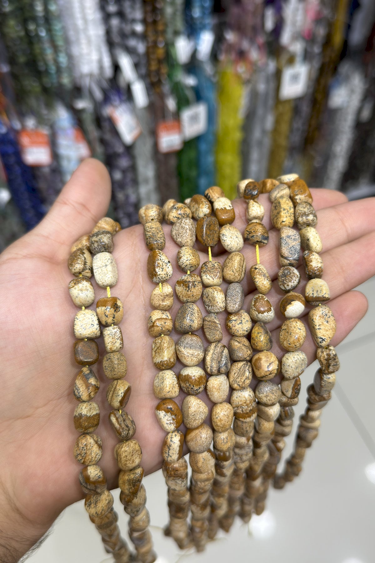 Tree Jasper Natural Stone Shiny Tumbler Cut 7x10mm String Of Beads