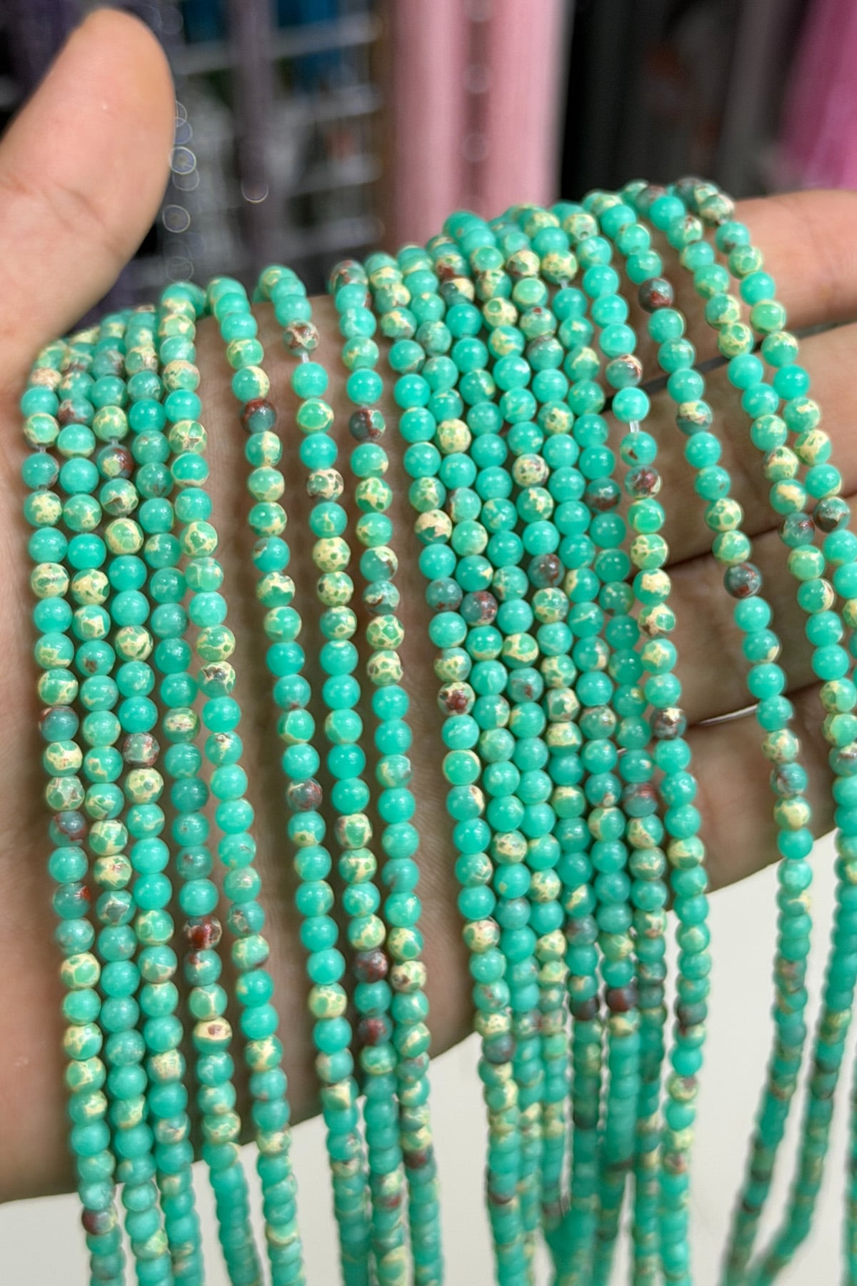 Agalmatolite Natural Stone Globe Cut 4mm String Of Beads