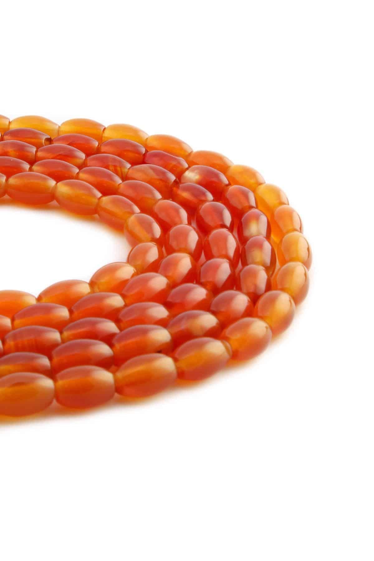 Agate Natural Stone Barley Cut 6x9mm String Of Beads