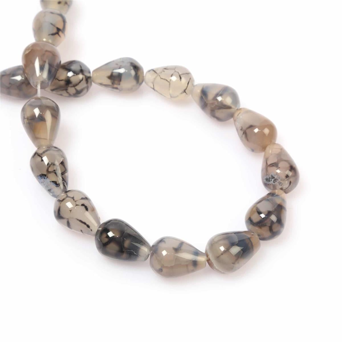 Agate Natural Stone Drop 10x15mm String Of Beads