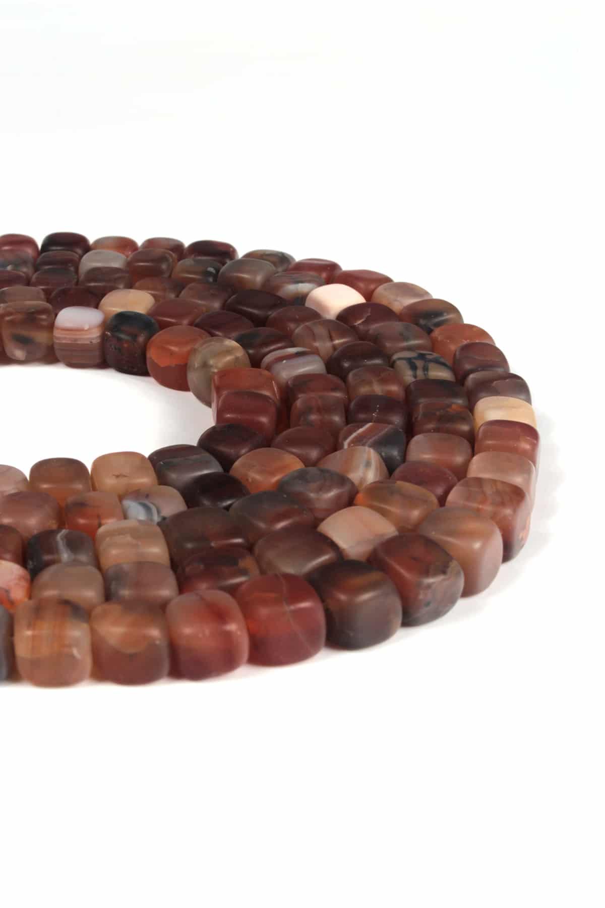 Agate Natural Stone Cube Cut 8x8mm String Of Beads