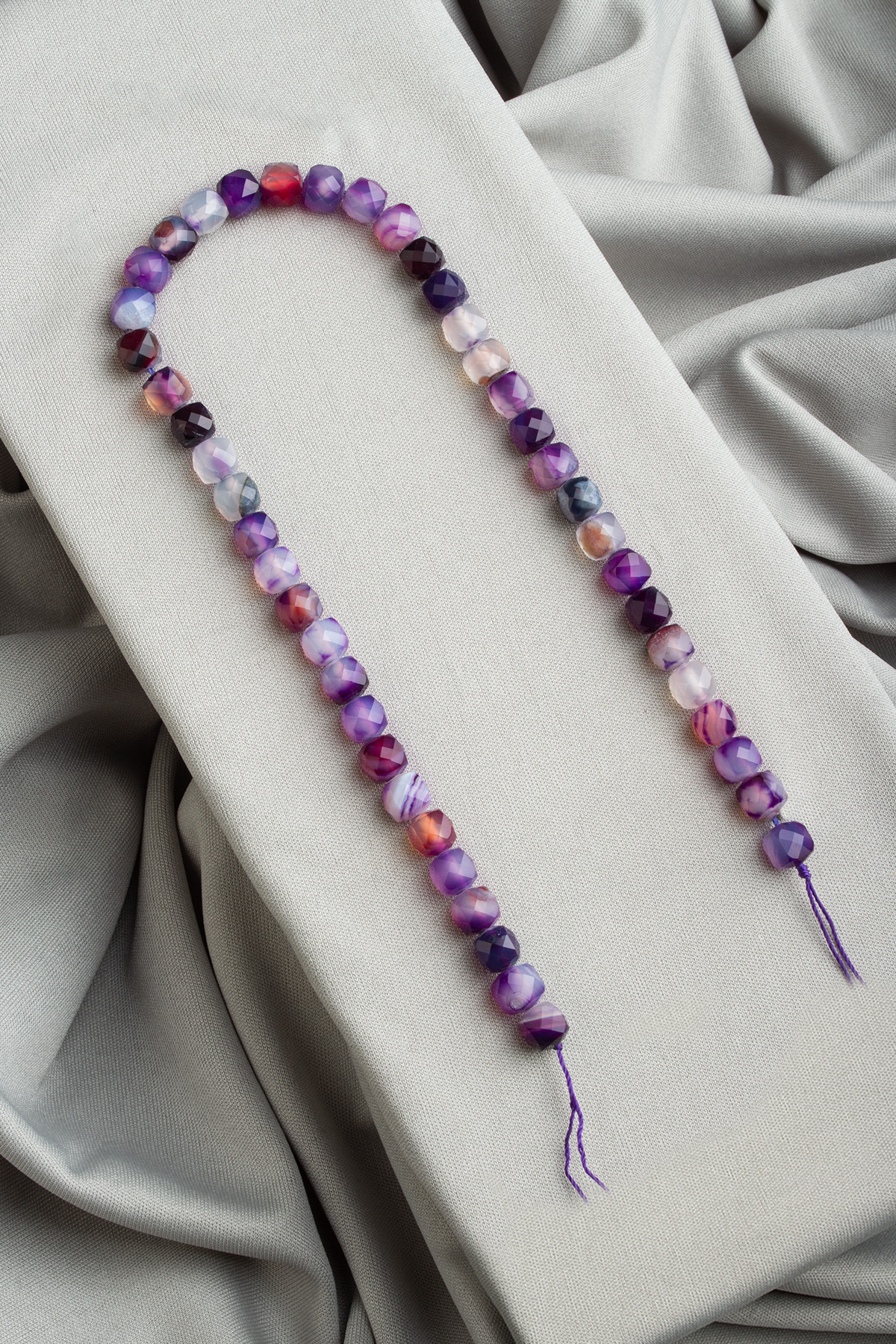 Akik Doğal Taş Mor Küp Kesim 8x8mm Dizi