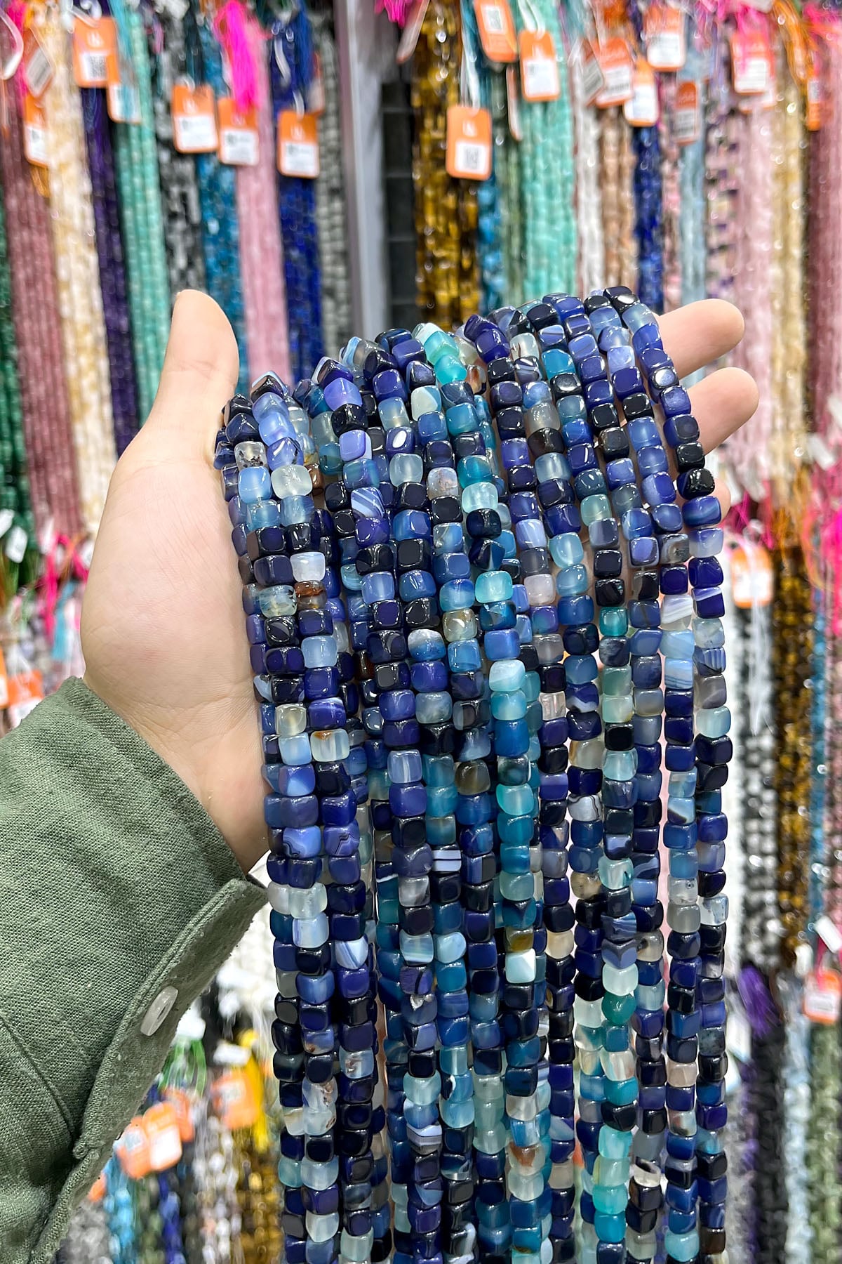 Akik Doğal Taş Mor Küp Kesim 7mm Dizi