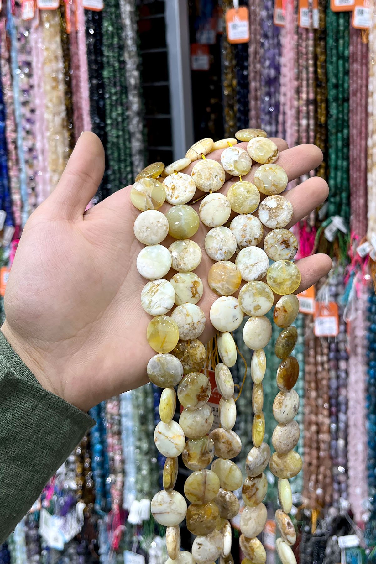 Akik Doğal Taş Parlak Sarı Daire Kesim 18mm Dizi