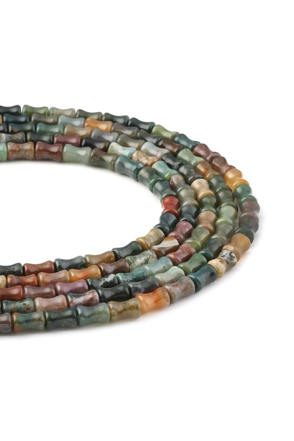 Agate Natural Stone Shiny Cylinder Cut 6x9mm String Of Beads