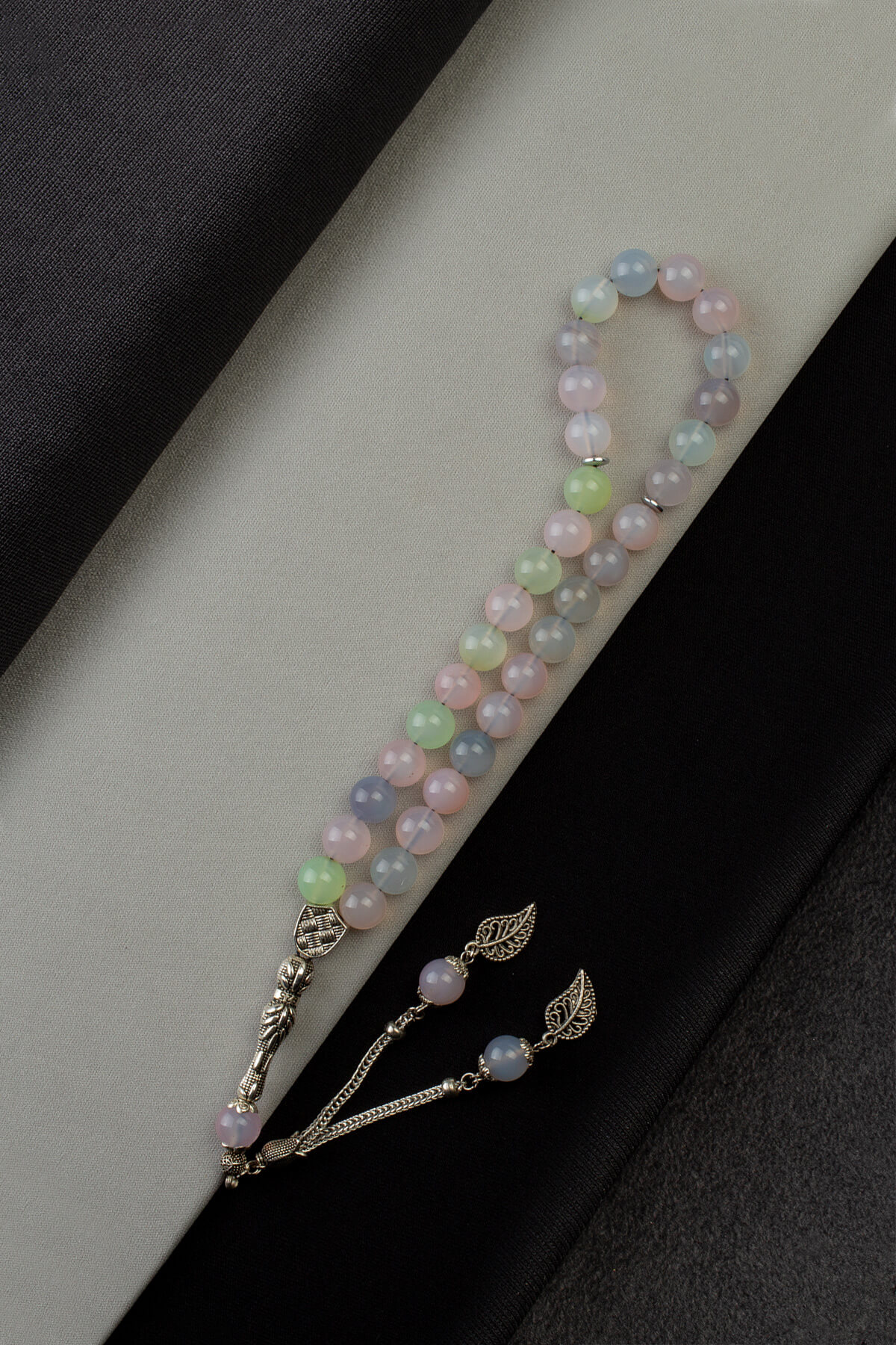 Akik Doğal Taş Pembe Küre Kesim 33 lu 10mm Tesbih