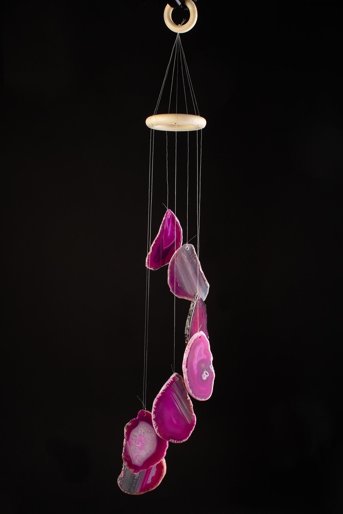 Akik Doğal Taş Pembe Rüzgar Çanı