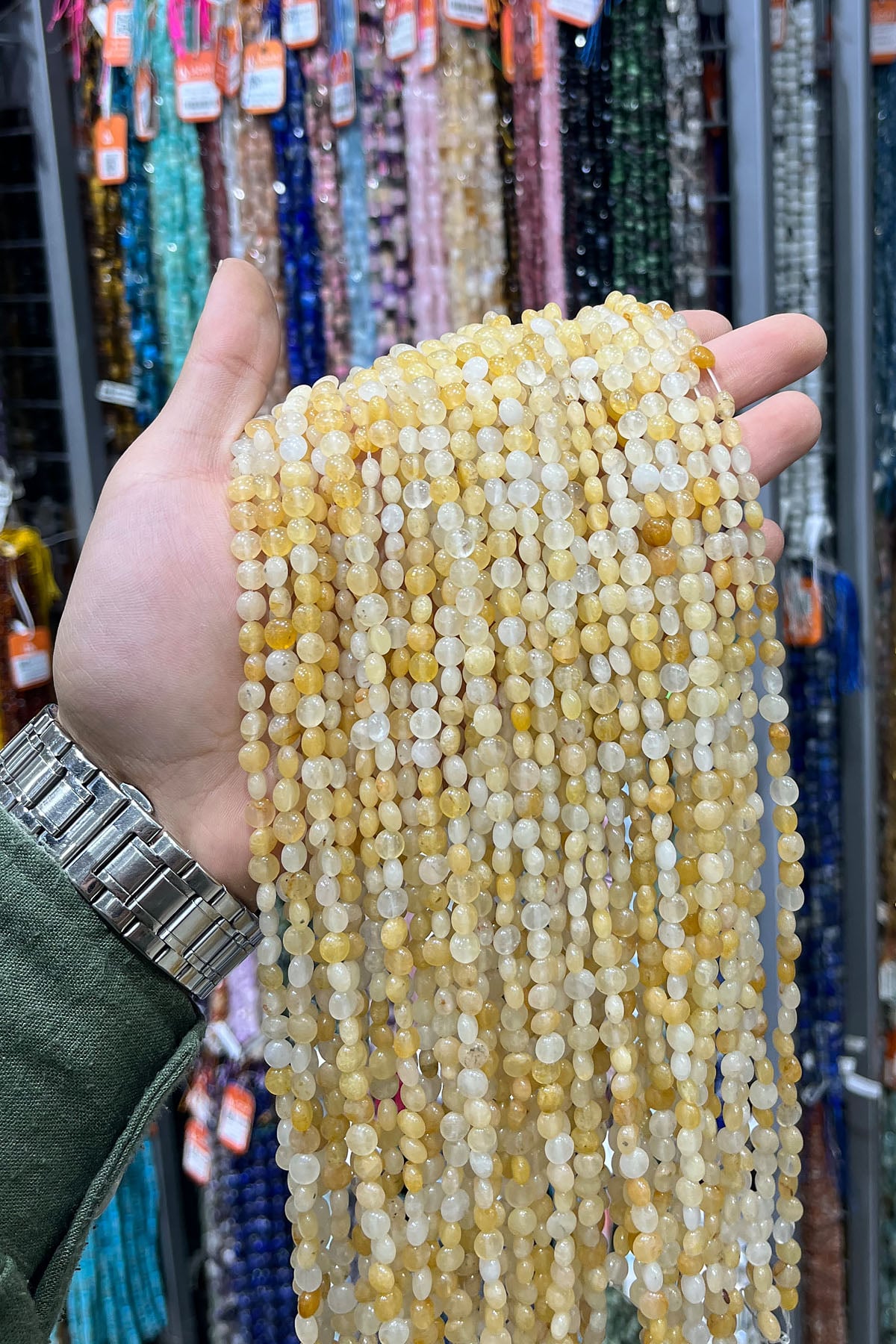 Akik Taşı Daire Kesim Sarı 6mm Doğal Taş Dizi