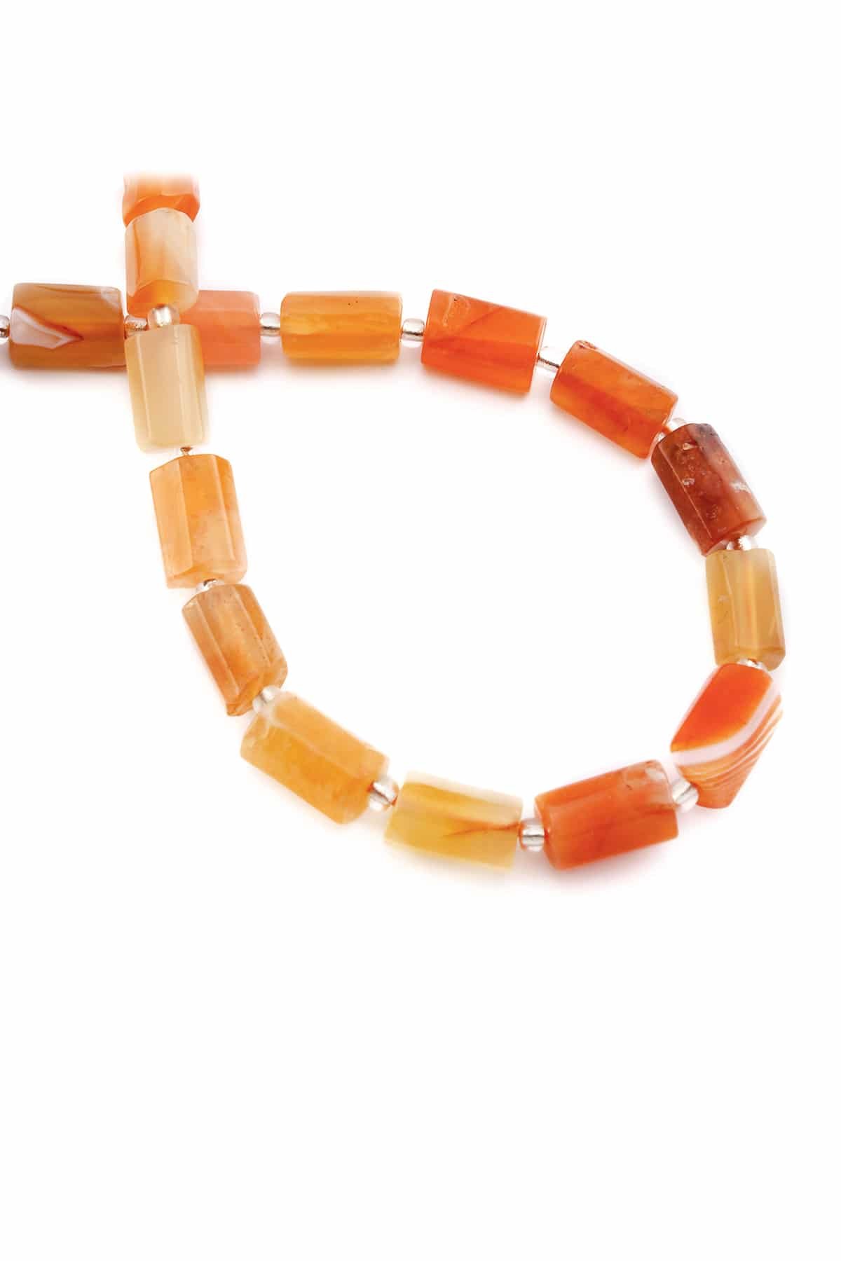 Agate Natural Stone Orange Cylinder Cut 7x12mm String Of Beads