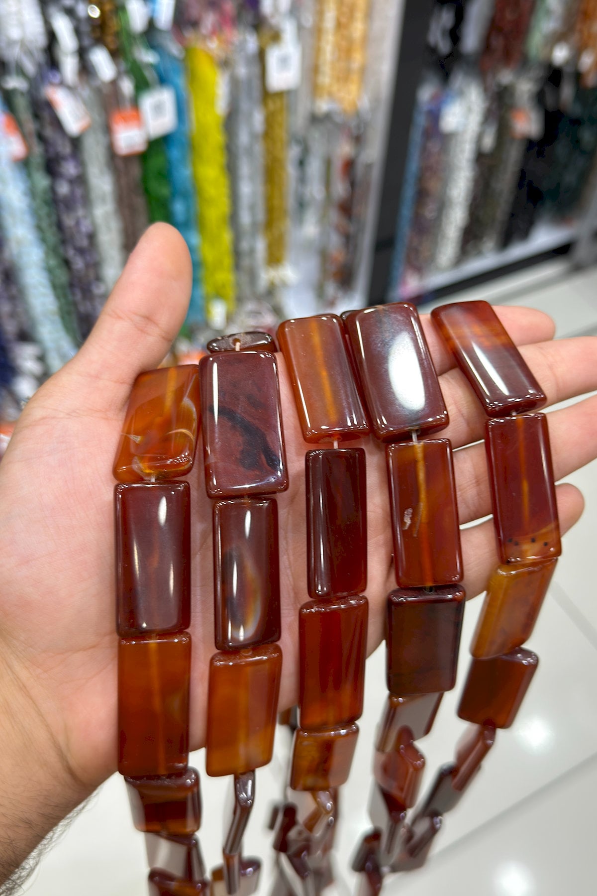 Akik Taşı Dikdörtgen Kesim Kızıl 20x40mm Doğal Taş Dizi