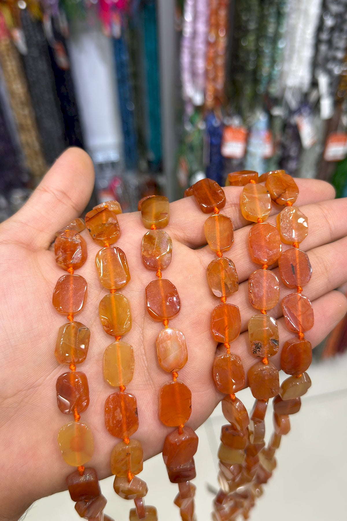 Agate Natural Stone Orange Oval Cut 12x15mm String Of Beads