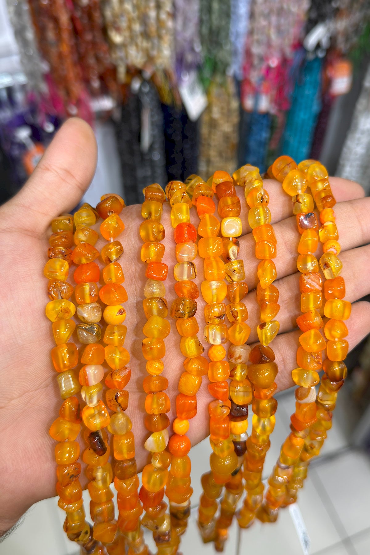 Agate Natural Stone Shiny Orange Tumbler Cut 6x8mm String Of Beads