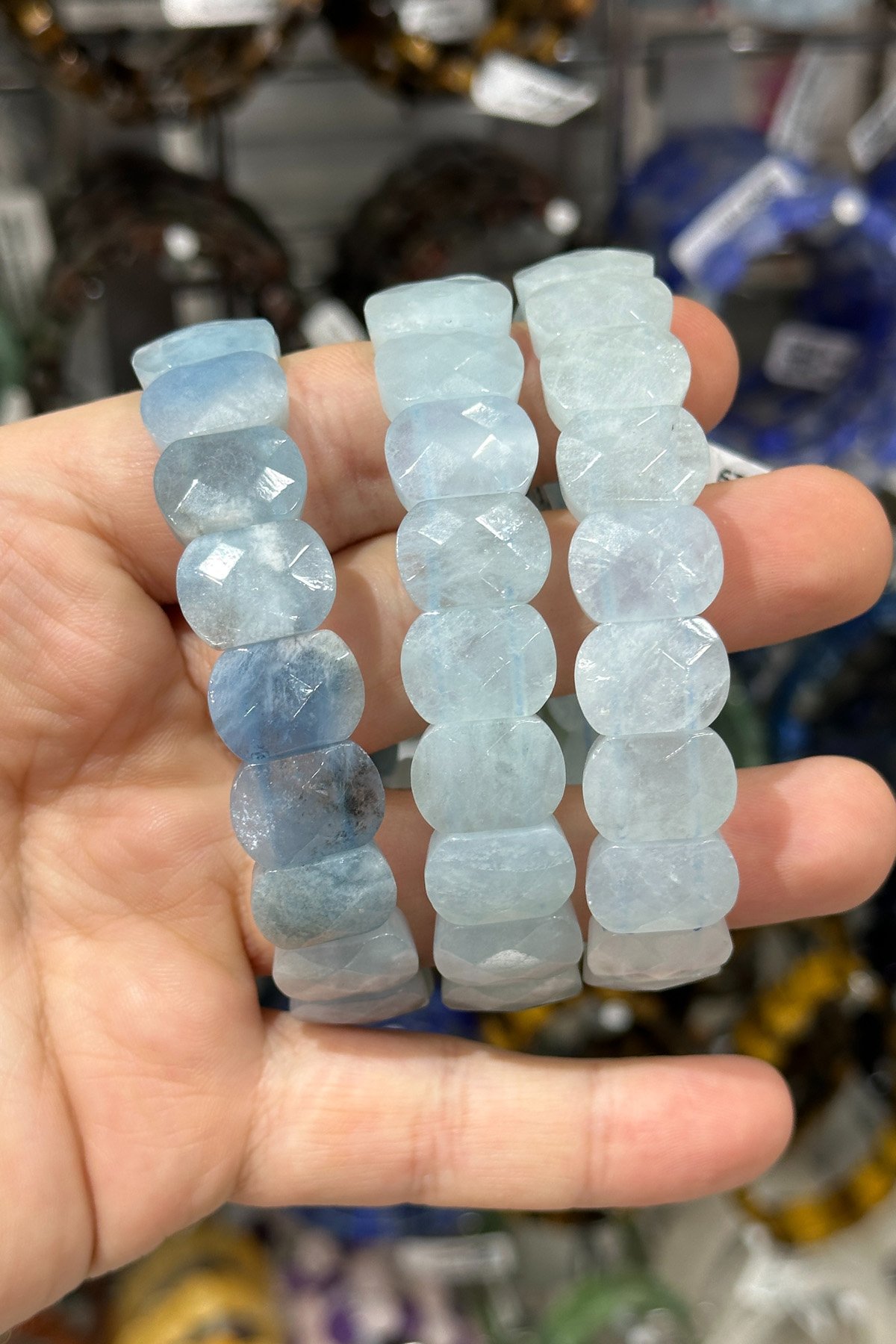 Akuamarin Doğal Taş Parlak Oval Faset Kesim 11x15mm Bileklik